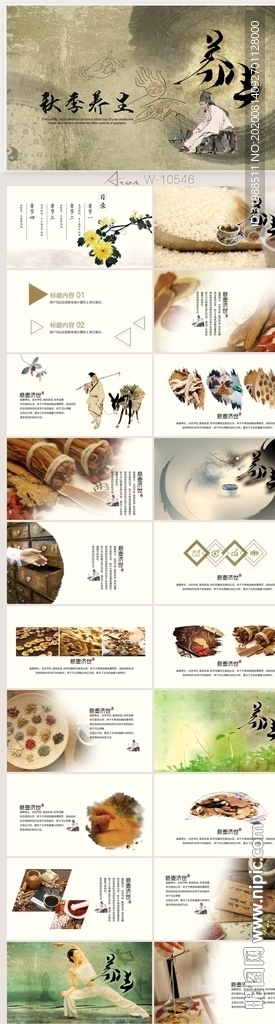 中國風秋季養生養生講座PPT