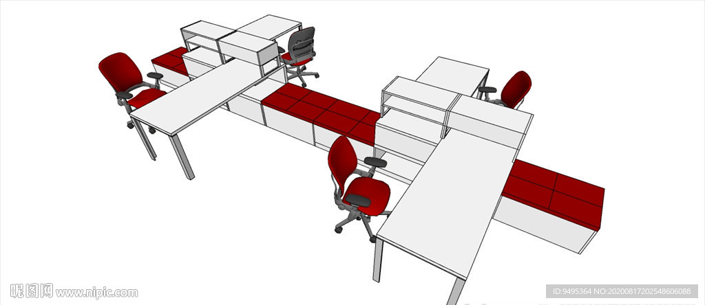 草图大师模型办公桌