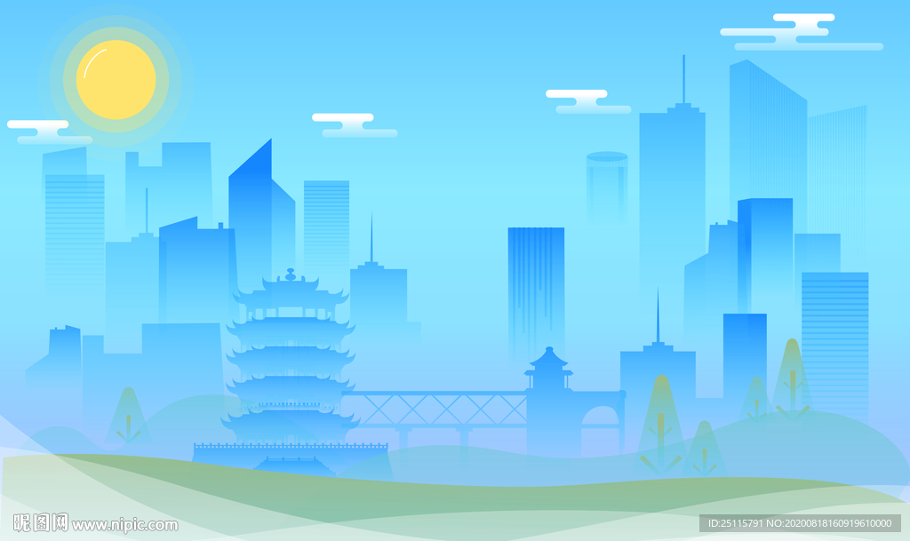 武汉地标性建筑背景
