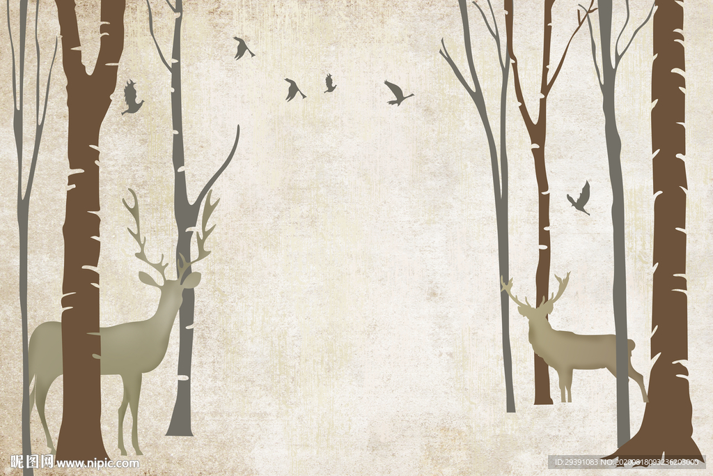 北欧风格森林麋鹿图片