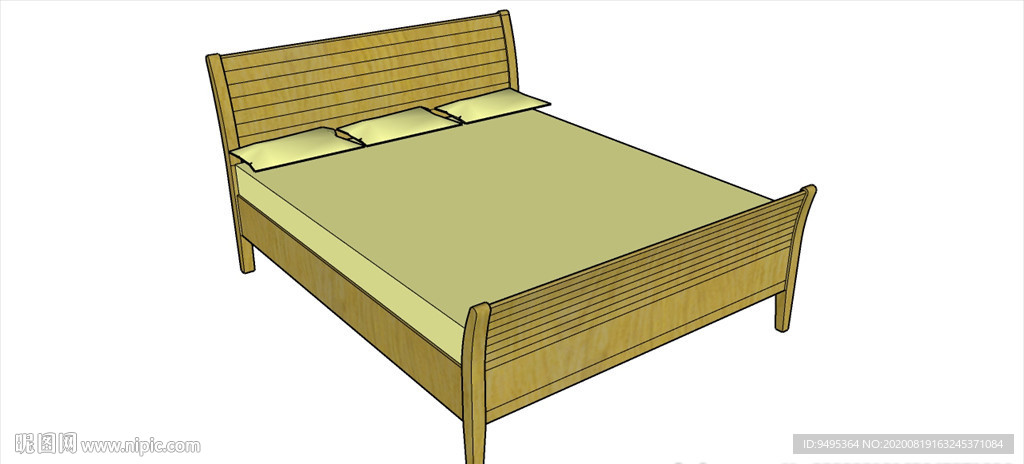 草图大师模型三人床