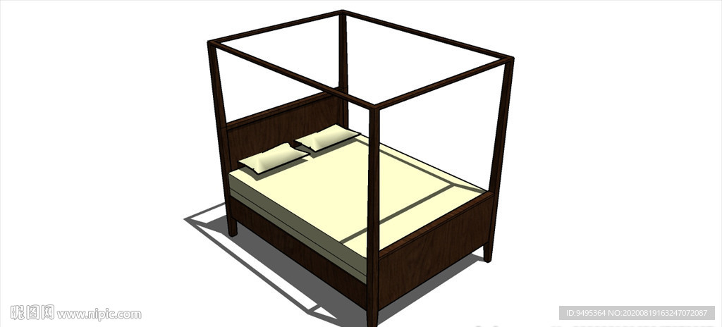草图大师模型双人床