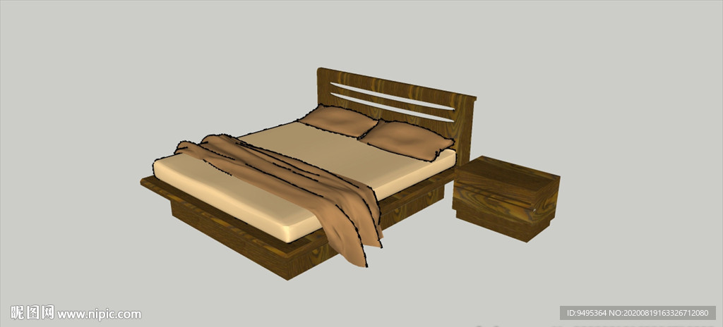 草图大师模型双人床