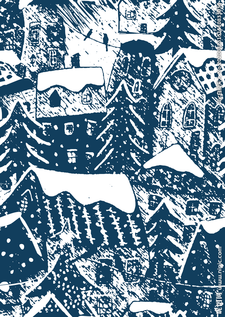 冬季雪景卡通图案