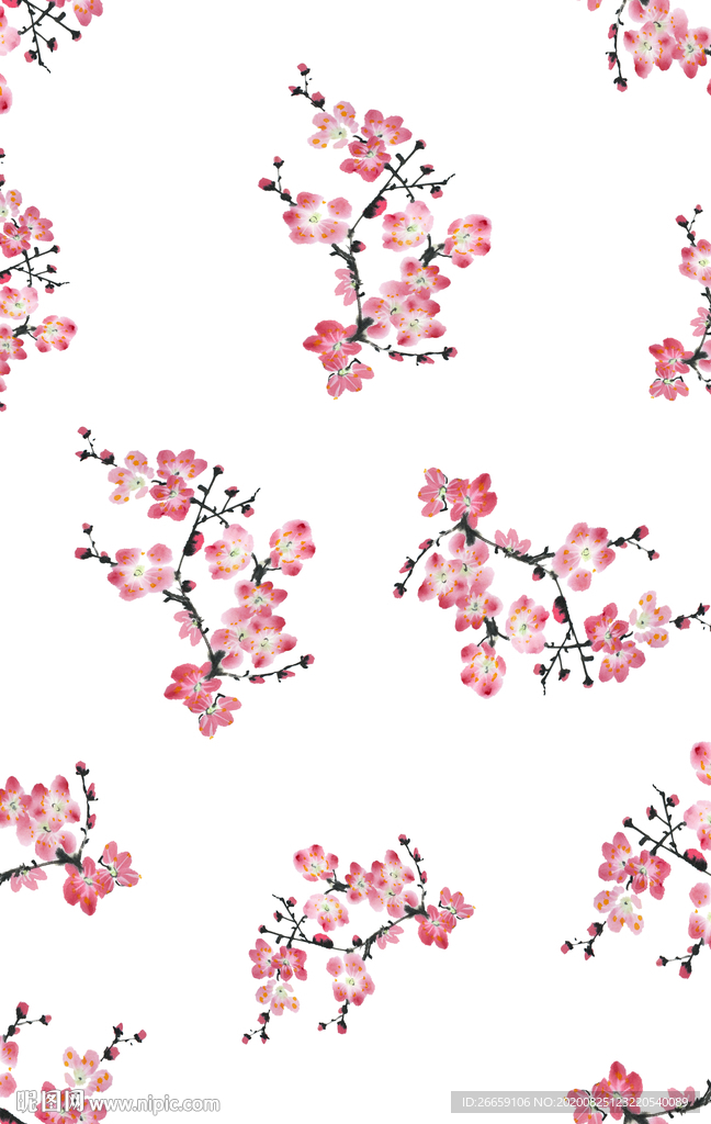 时尚手绘中国风数码印花花型图案