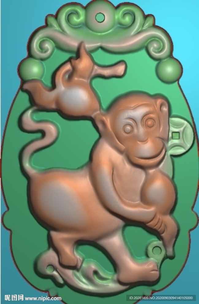 十二生肖 猴精雕图