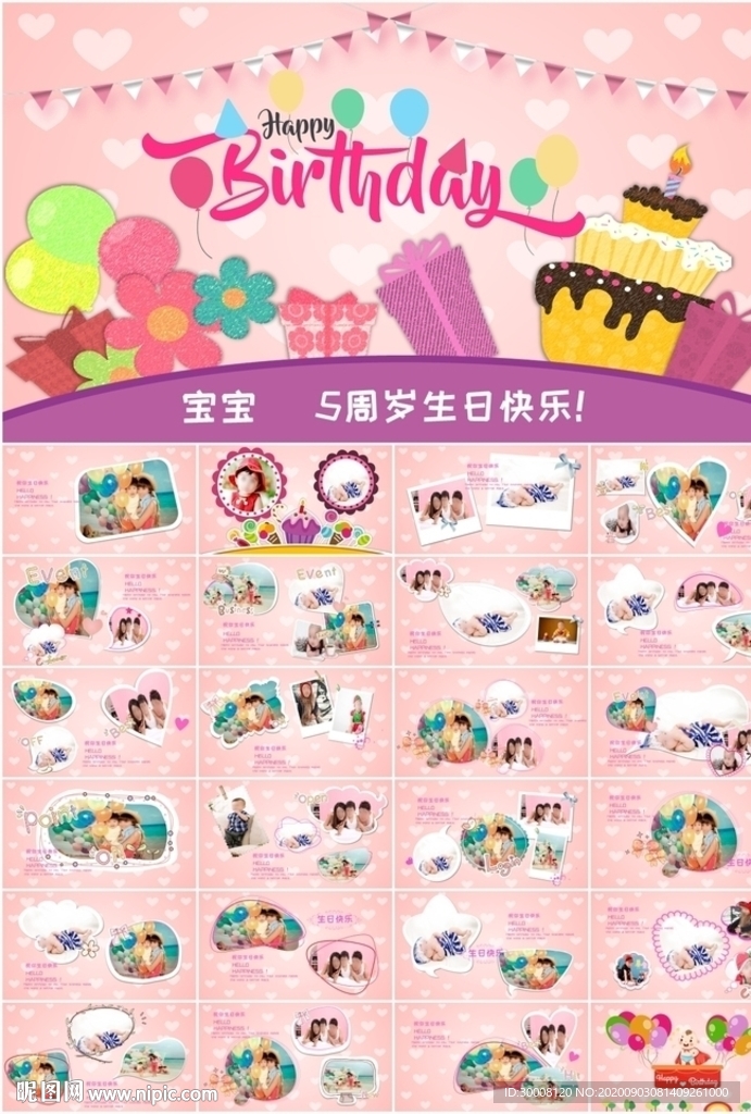 生日快樂紀念冊電子相冊PPT