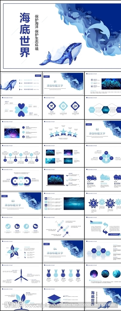 海底世界海豚鯨魚海洋PPT
