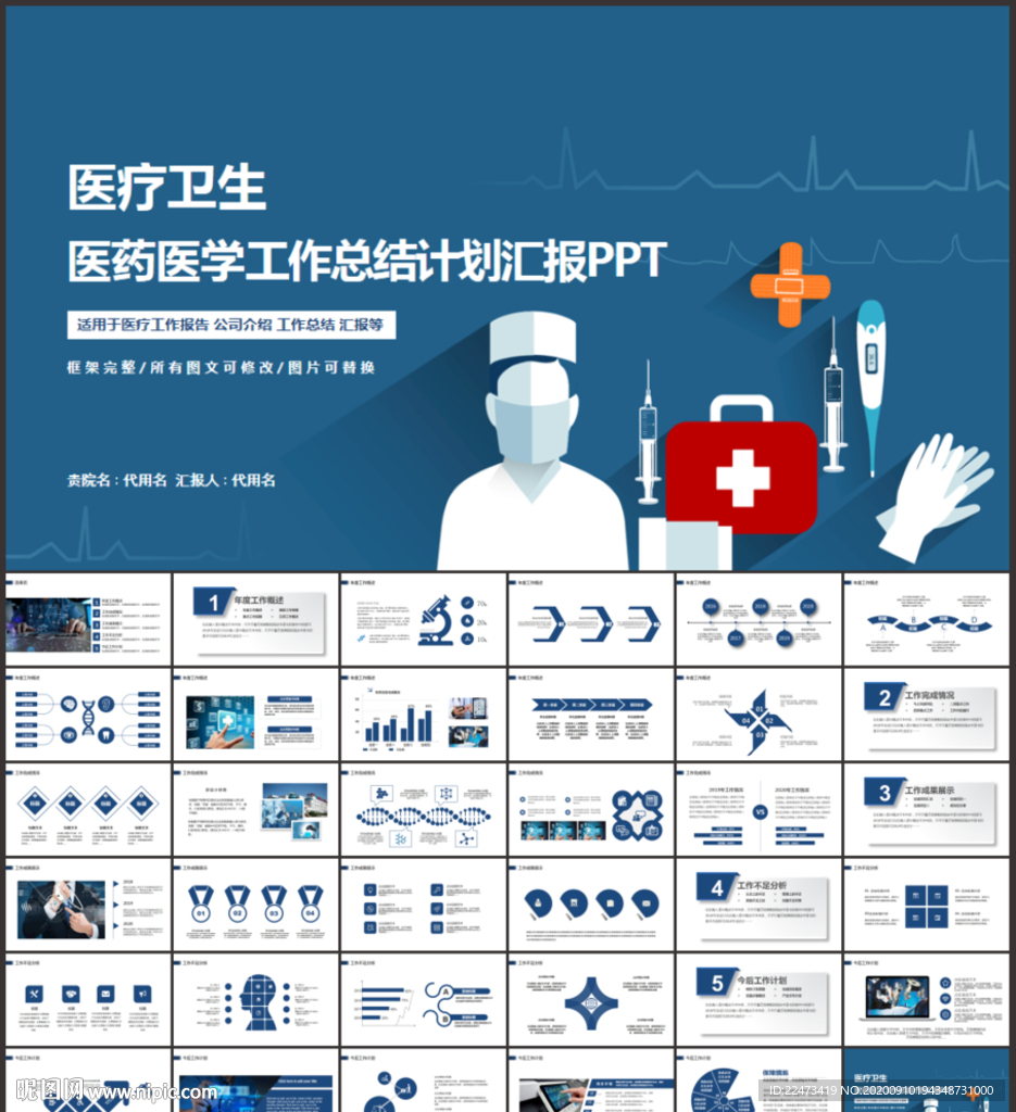 大氣醫療醫學工作總結匯報PPT