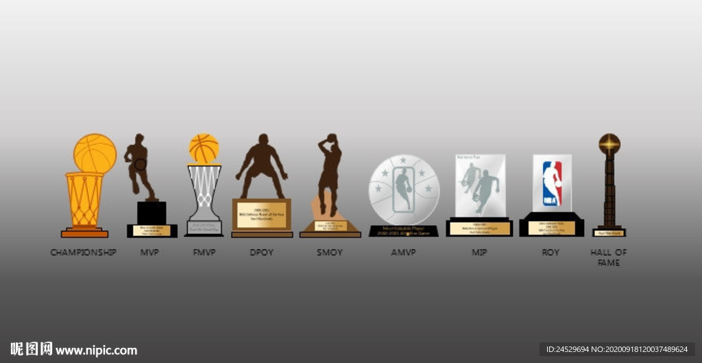 NBA奖杯PPT图标素材