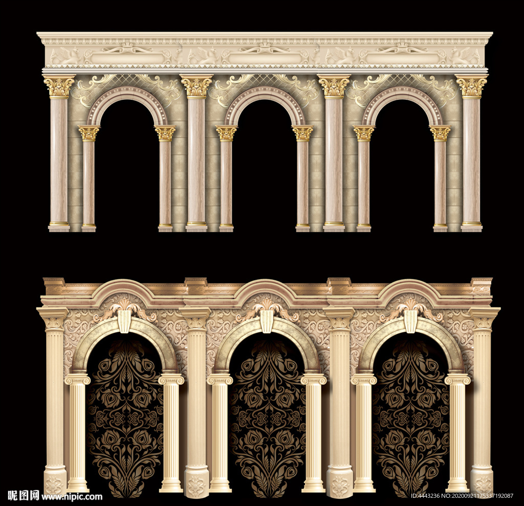 中式别墅客厅拱门效果图大全 – 设计本装修效果图
