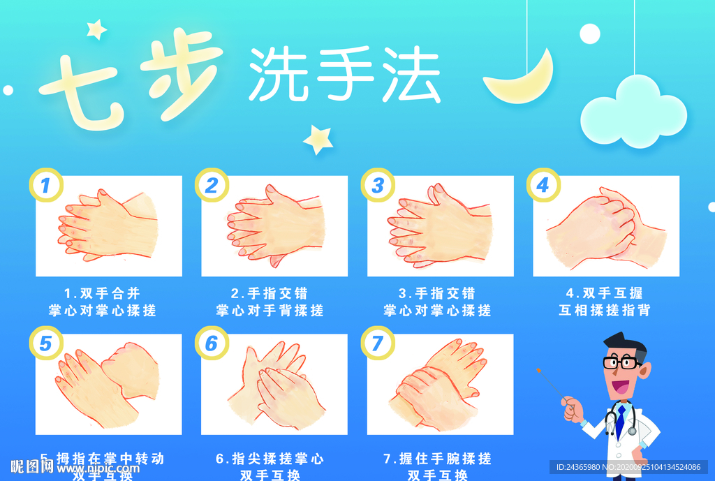 學生七步洗手法海報