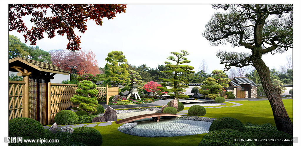 日式乡村小庭院景观效果图