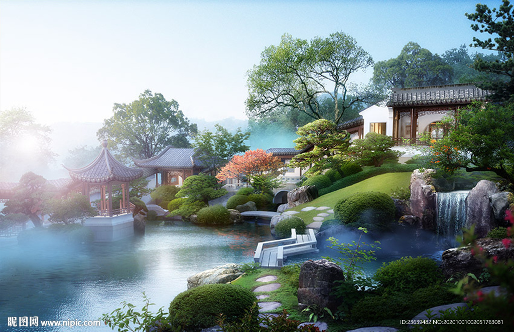 古建庭院 日式景觀效果圖