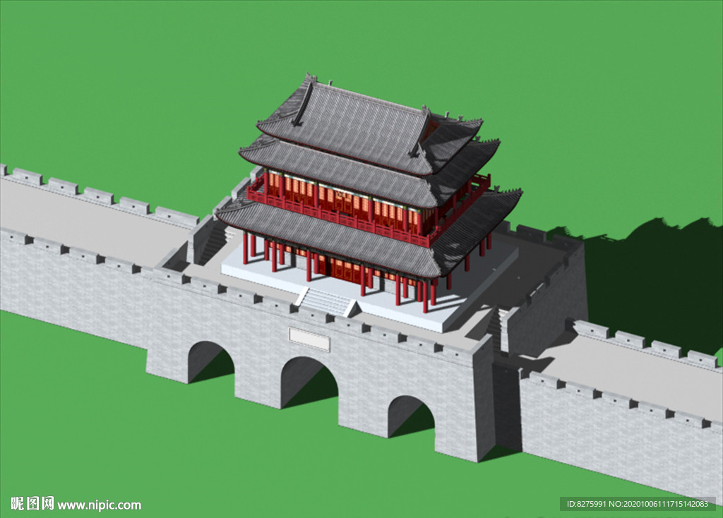 城门楼古建筑3D模型（带贴图）