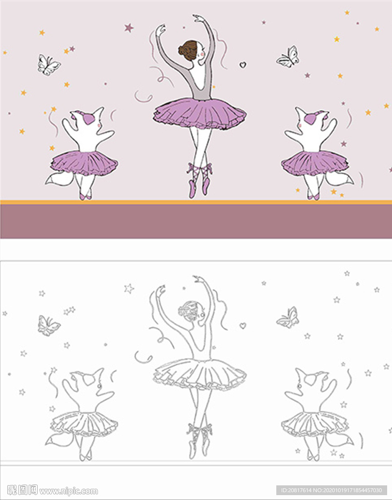 芭蕾女孩和小猫