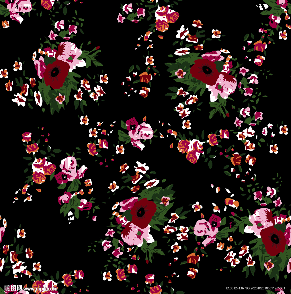 数码印花花朵花朵布匹玫瑰图片