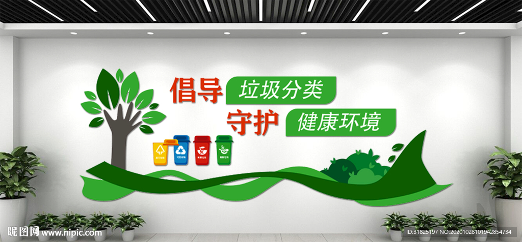 倡导垃圾分类保护环境文化墙