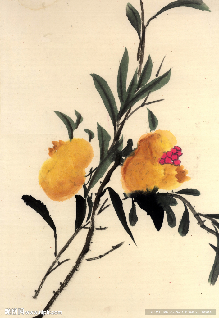 石榴水墨畫(huà)
