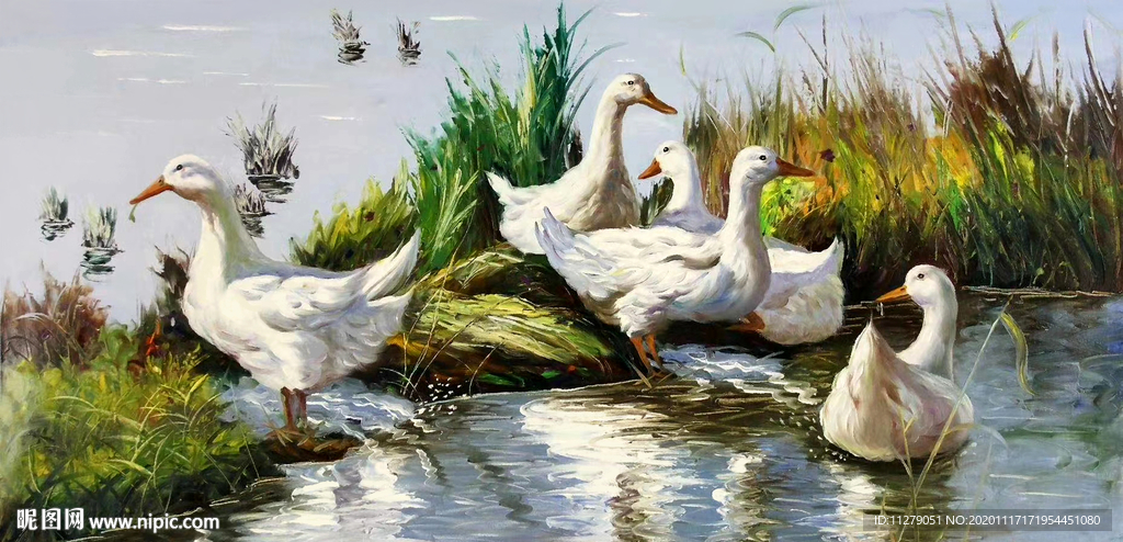 鸭子油画