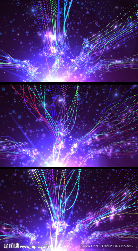 4K紫色粒子光帶特效背景