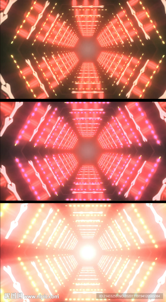 粉色霓虹燈光隧道視頻素材