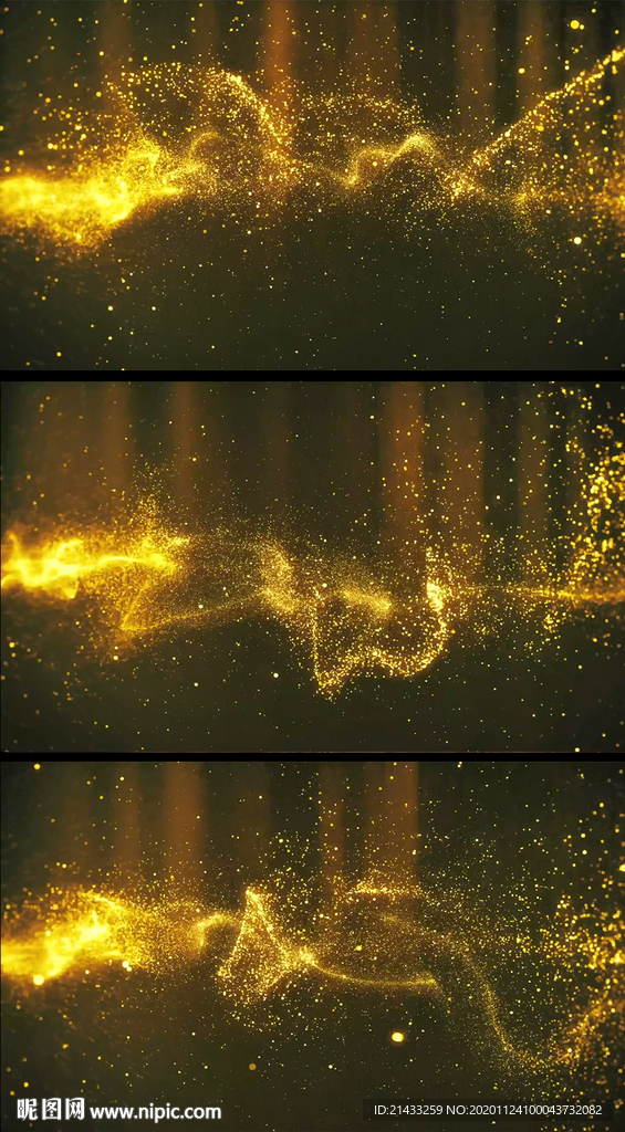 金色粒子飞舞飘散背景视频