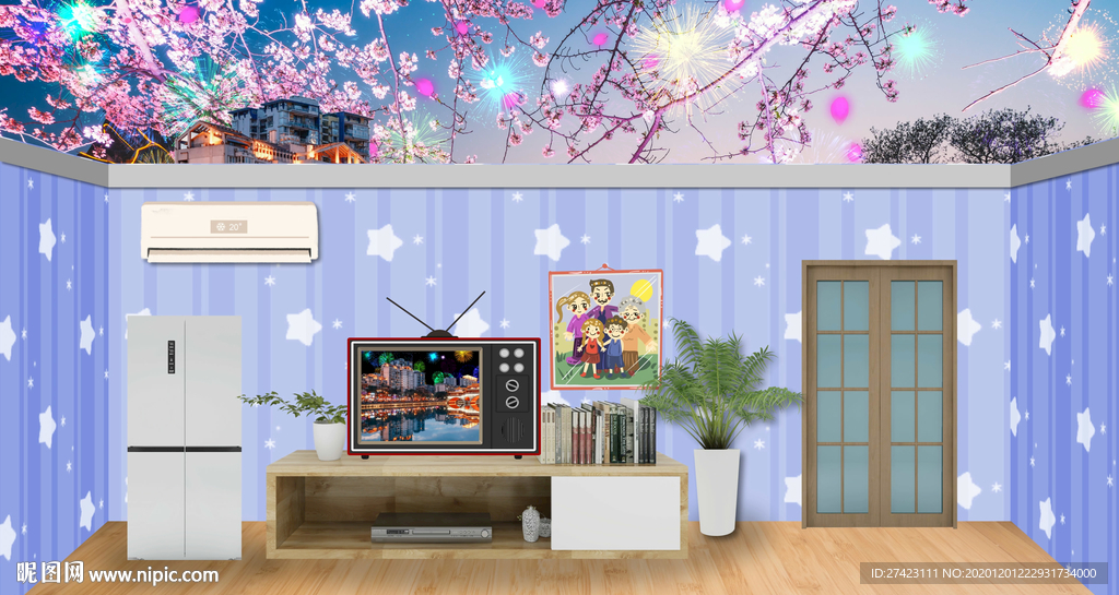 客廳看電視 小品舞臺背景視頻