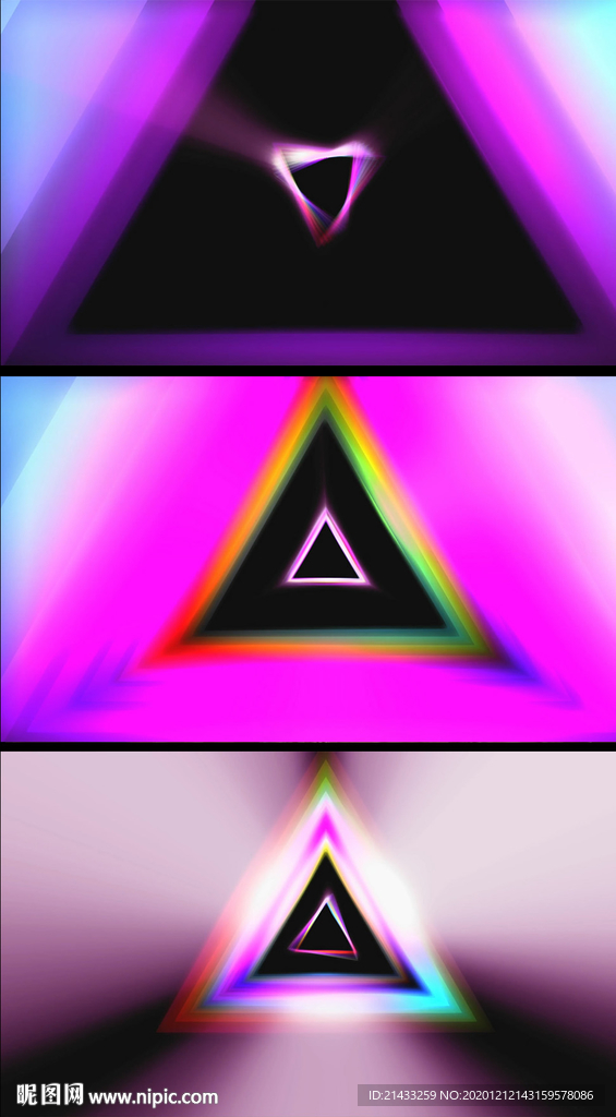 动荡荧光三角形VJ视频素材