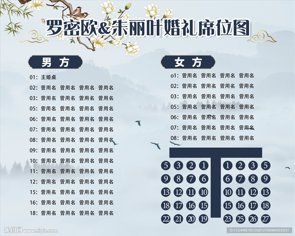 新中式婚礼席位图