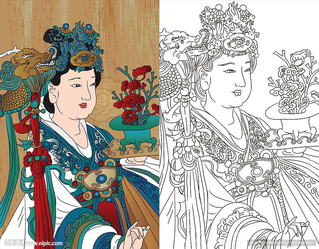 描摹永樂宮壁畫