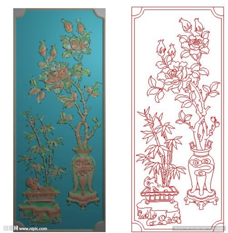 月季花精雕圖