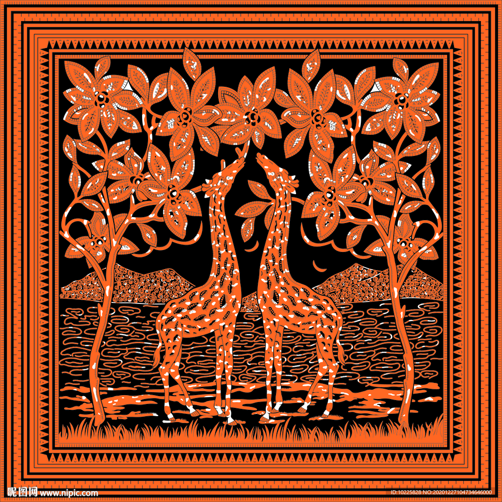 森林长颈鹿方巾