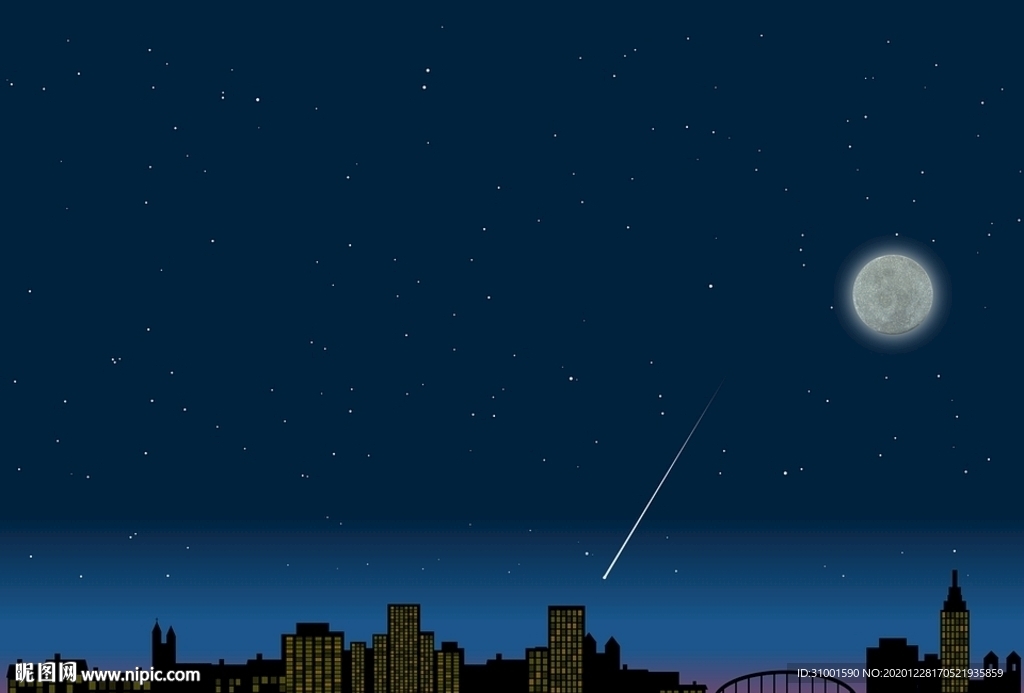 城市夜景矢量圖