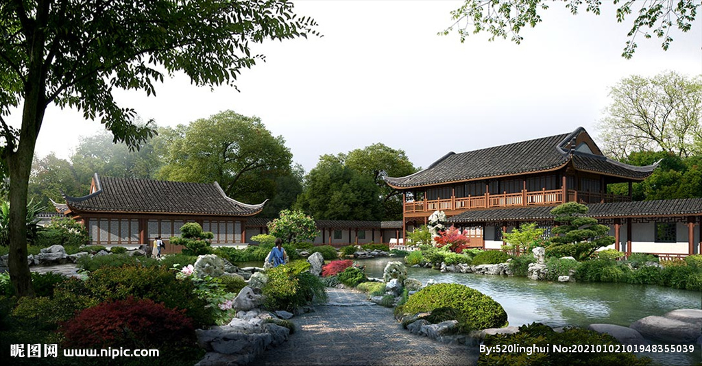 中式庭院景观效果图