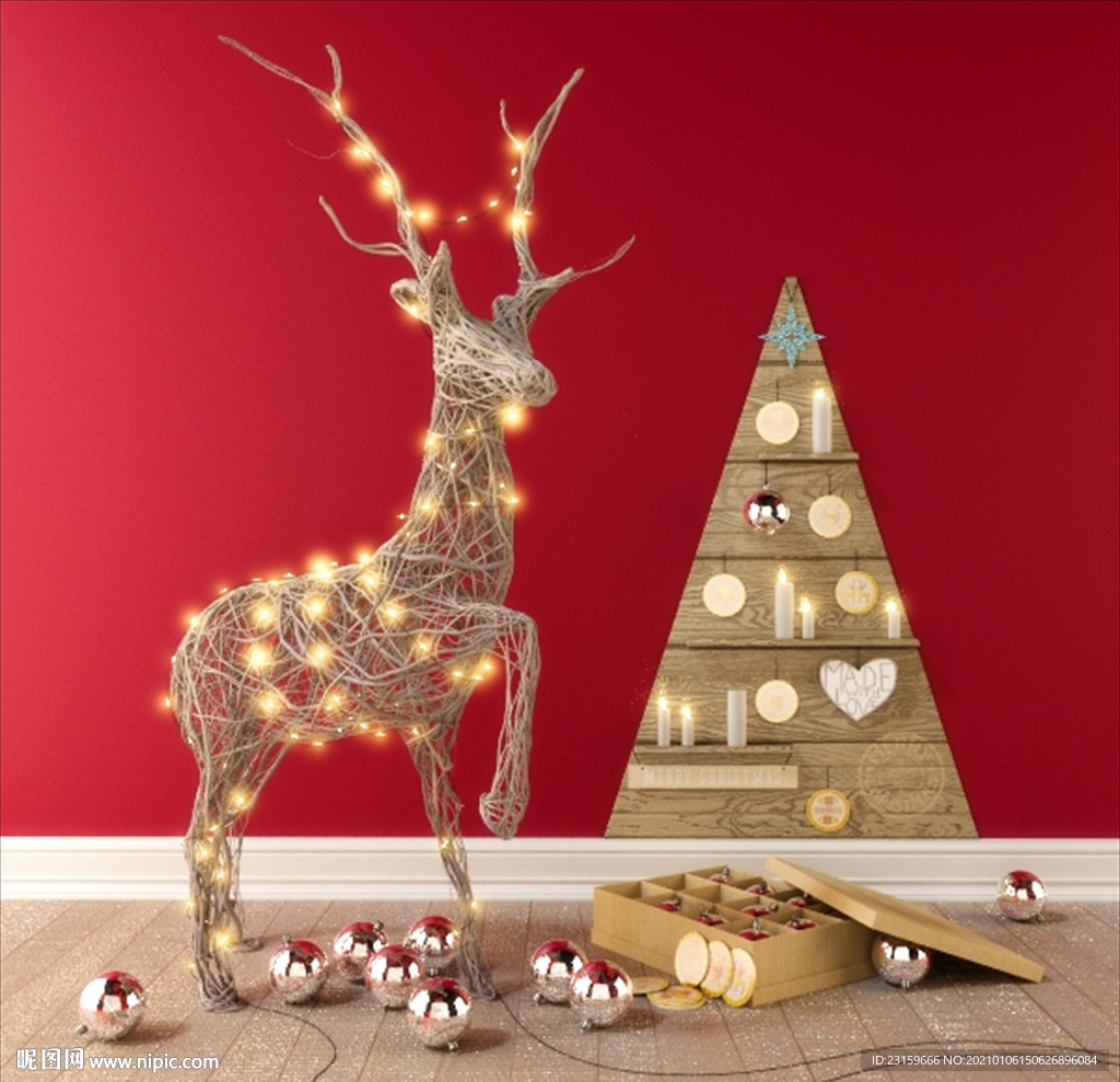 圣诞节驯鹿装饰品模型