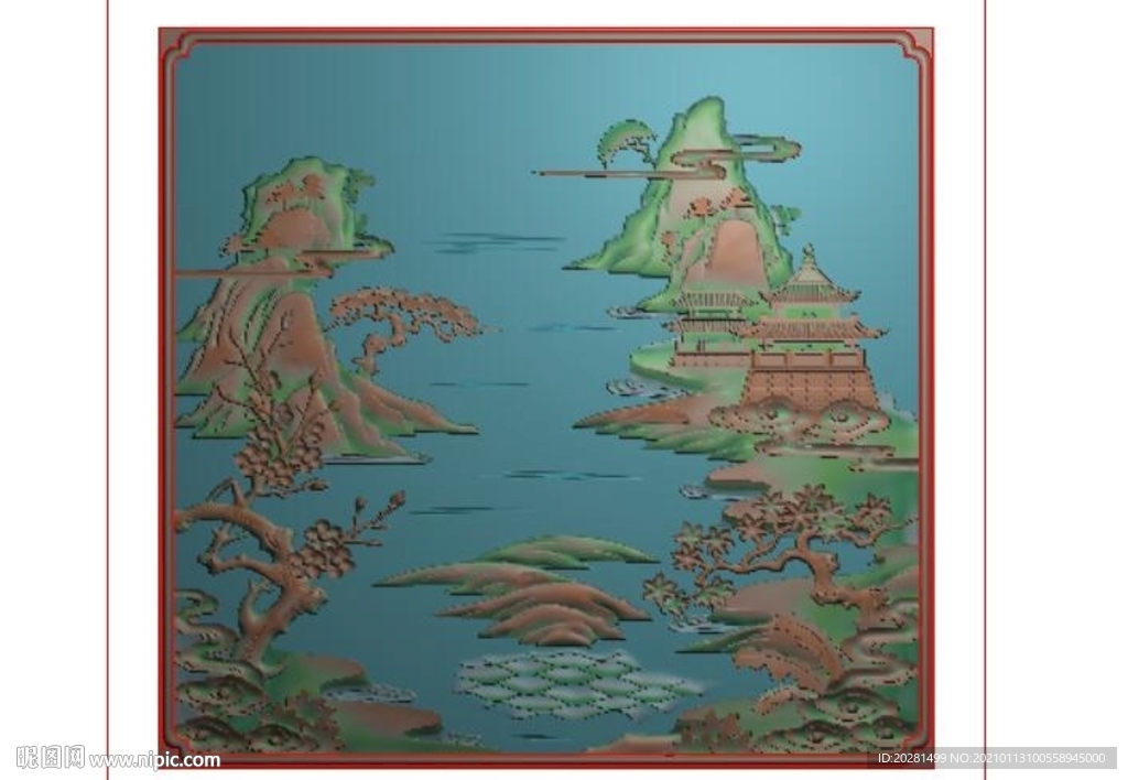山水精雕圖