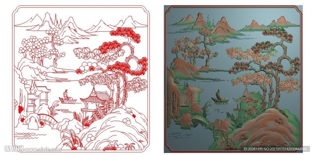 山水精雕圖