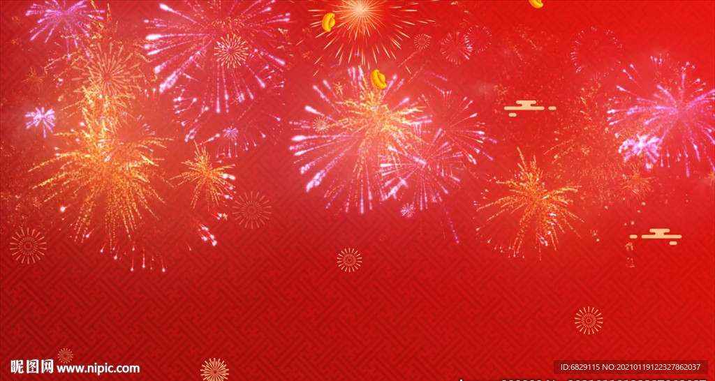 烟花视频背景 红色新年视频