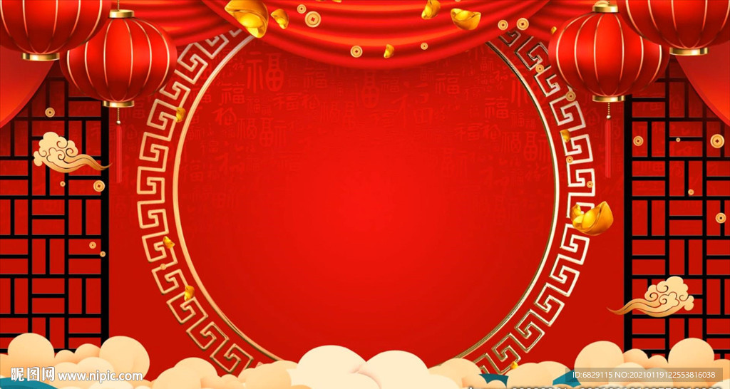 紅色新年舞臺(tái)背景視頻素材