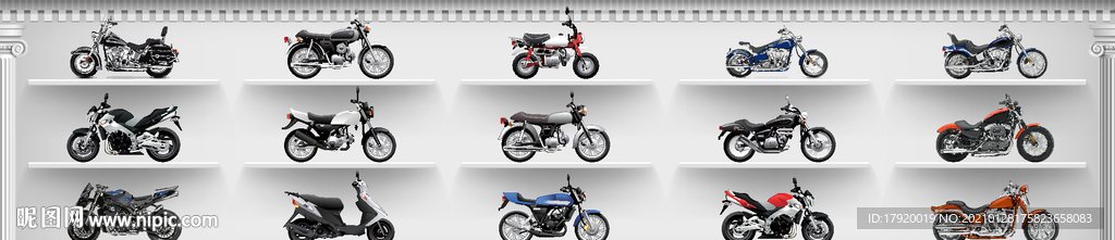 玩具摩托車陳列墻