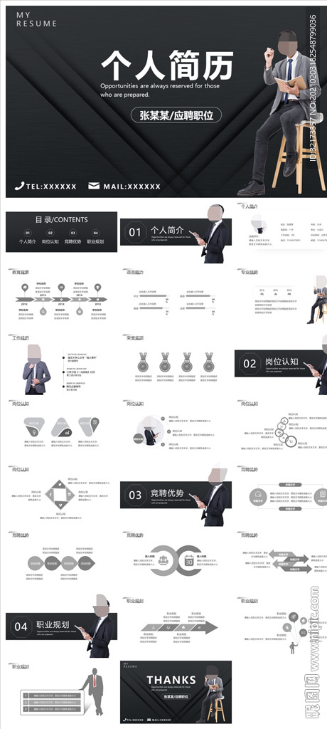 求職學(xué)生個(gè)人簡(jiǎn)歷PPT素材
