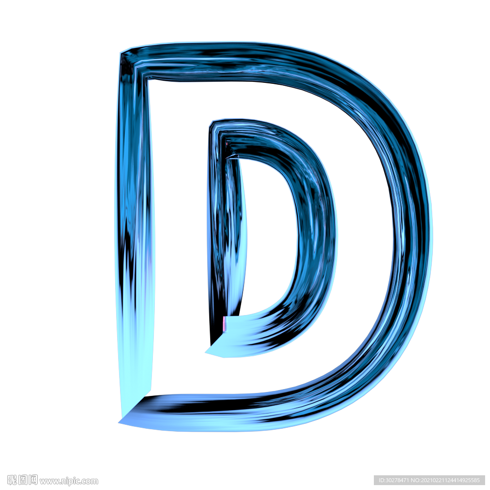 C4D字体英文字母D