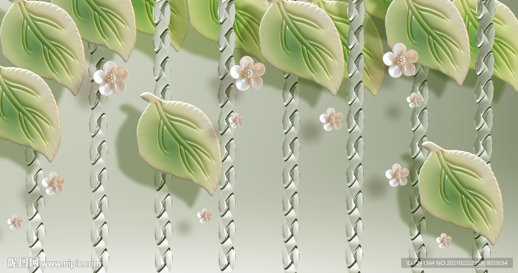 玉雕玫瑰绿叶水晶帘立体装饰画
