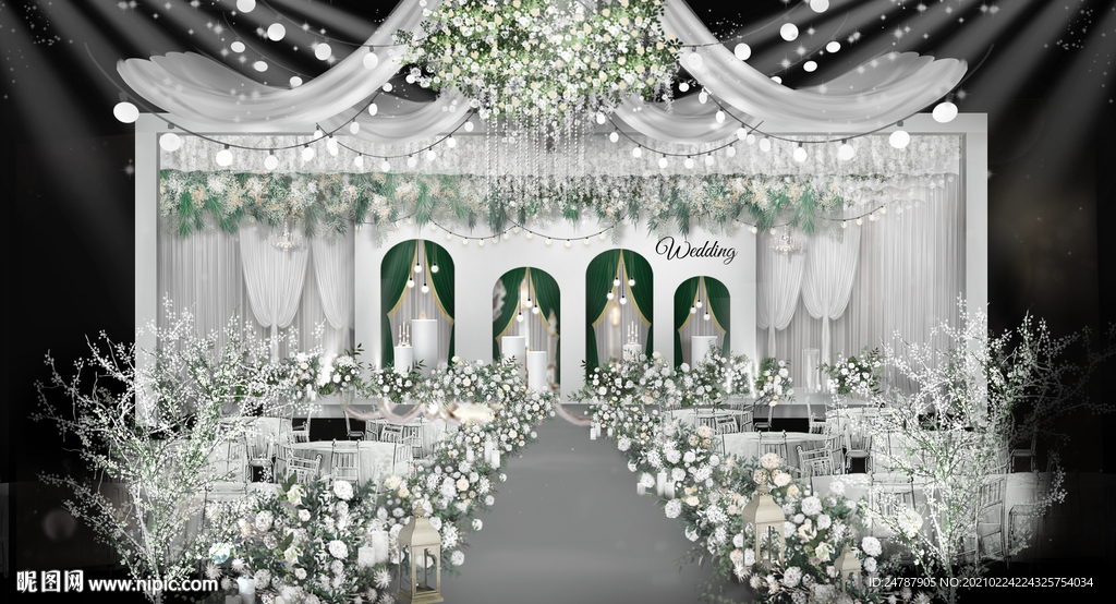 白绿韩式小清新婚礼效果图