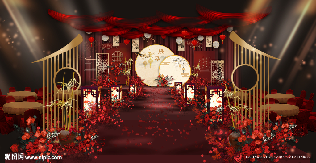 中式红金传统婚礼效果图