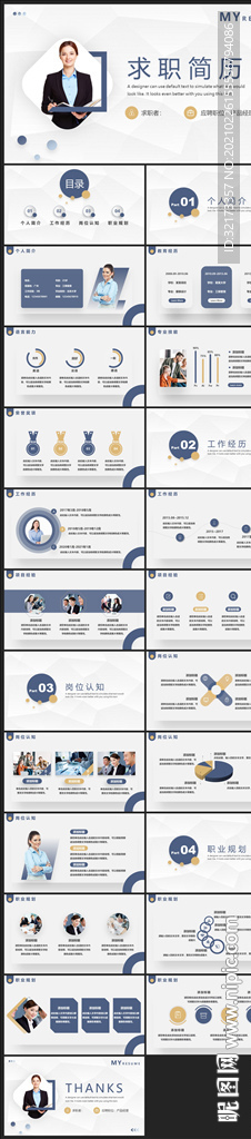 求職學(xué)生個(gè)人簡歷PPT素材