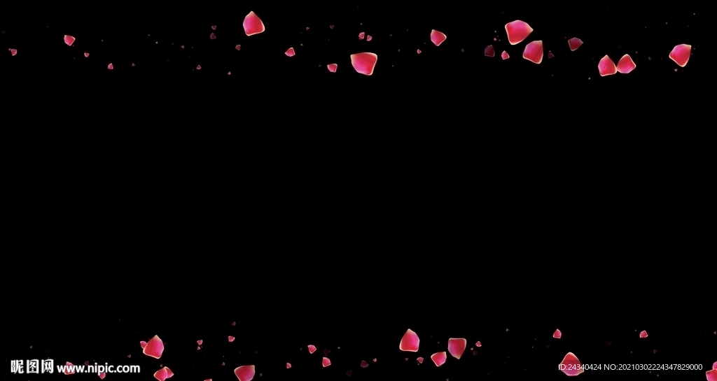 玫瑰花瓣遮罩边框前景装饰视频带