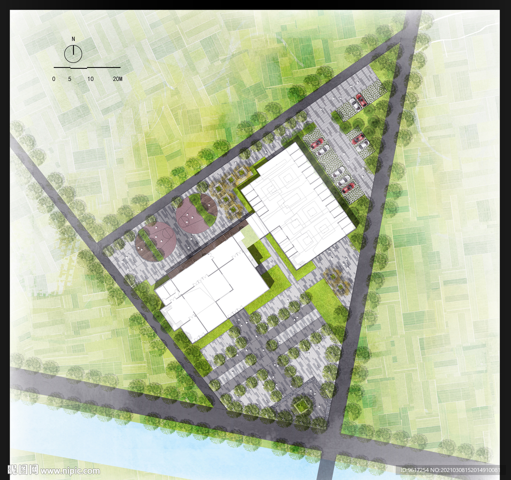 鄉村集市彩色平面圖