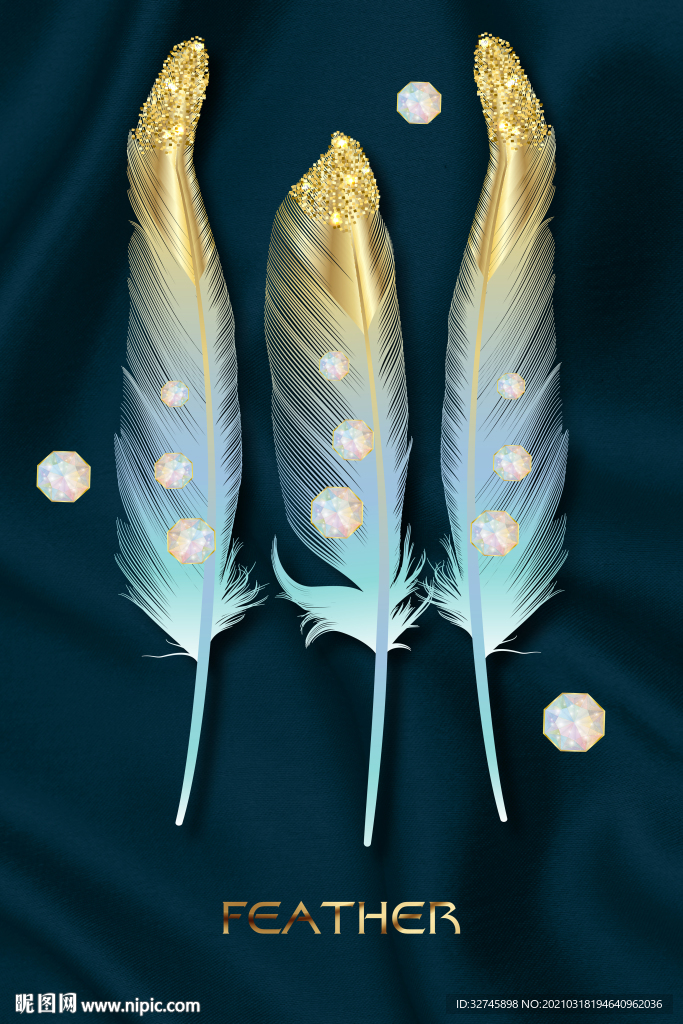羽毛珍珠装饰画